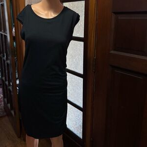 Athleta M Black Rouched Carefree Soft Comfy T-shirt Dress #266279 Tee Shirt Cap